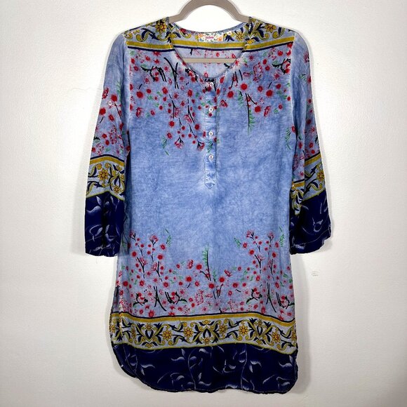 Anthropologie Dresses & Skirts - NWOT Dolma Anthropologie Modal Dress Blue Floral 3/4 Sleeve Dress Boho, SZ S